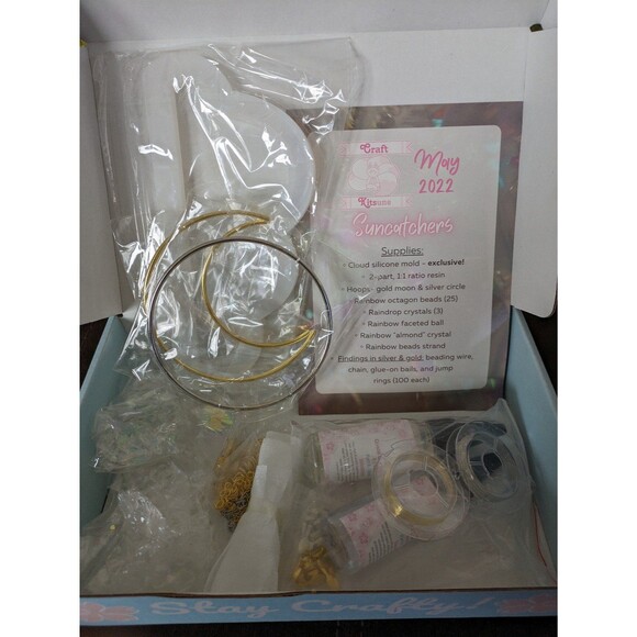 Craft Kitsune May 2022 Suncatchers Full Kit Resin Mold Crystals Hoops DIY Craft - Picture 1 of 4